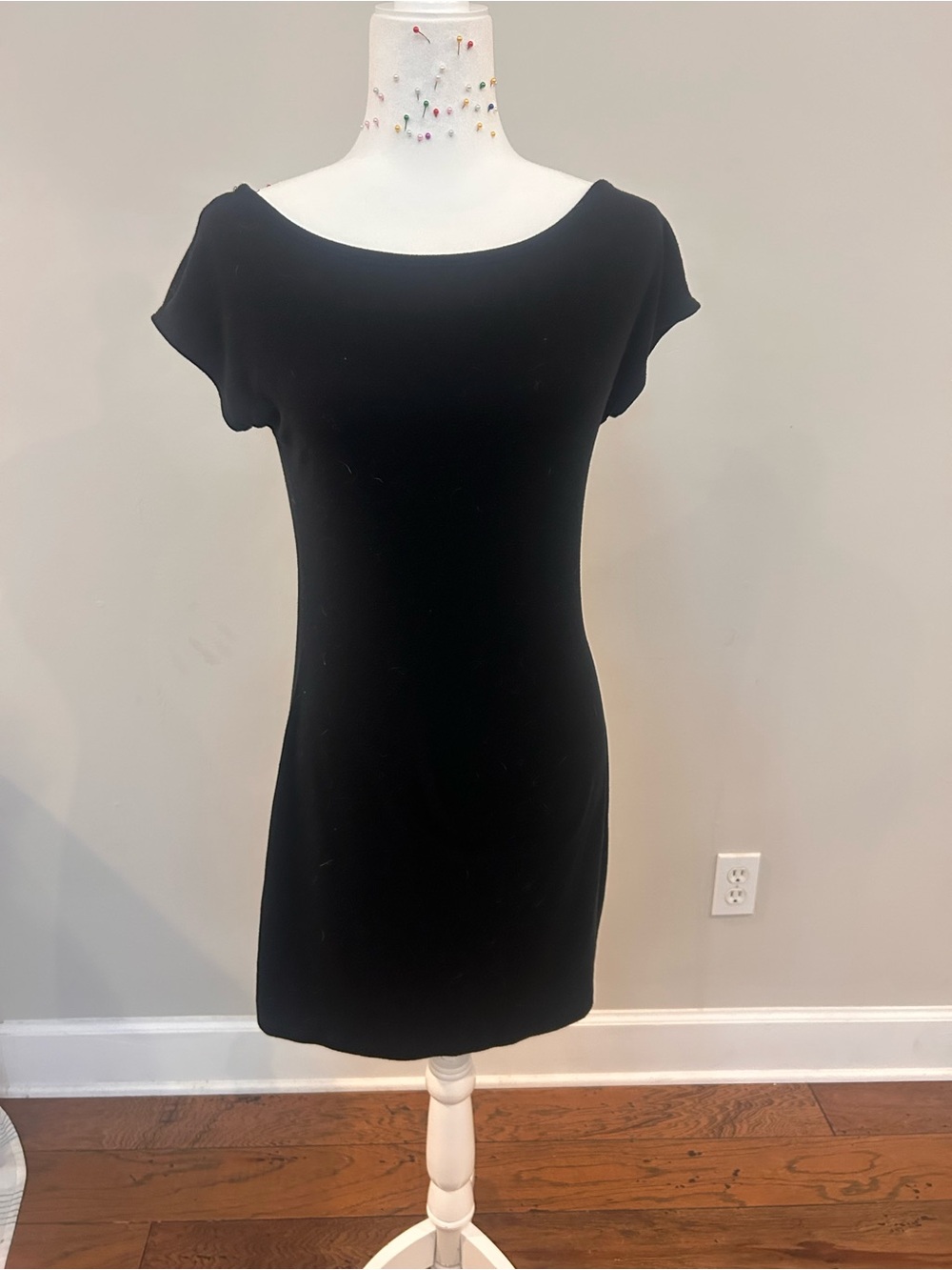 Free People Beach Backless Classic Black Short Sleeve Sheath Dress